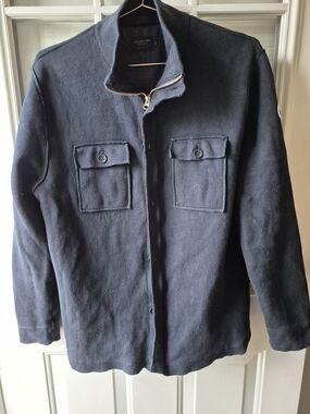 Holebrook Sweden Edwin Knit Windproof Navy Cotton Zip Jacket